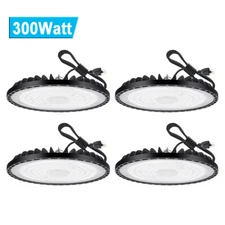 4Pcs UFO LED High Bay Light 300W Industrial Commercial Factory Garage Shop Light