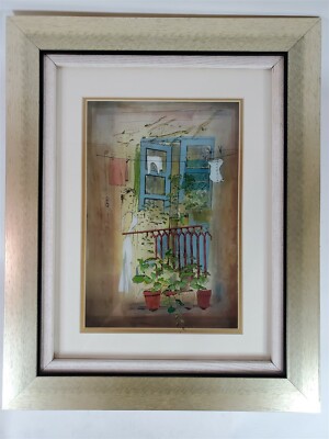 Flowers On Balcony 3D Glass Serigraph Painting Jean Pierre Weill Limited 82/450