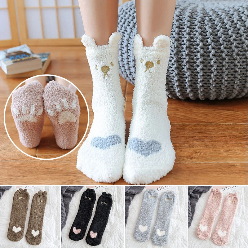 2 1Pair Christmas Women Soft Socks Fluffy Warm Winter Cosy Lounge Bed Xmas Gifts