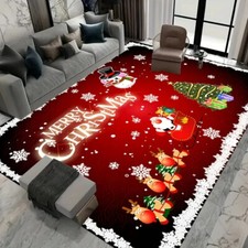 Christmas Santa Claus Snowman Carpet Large Area Rug living room Non-slip Mat