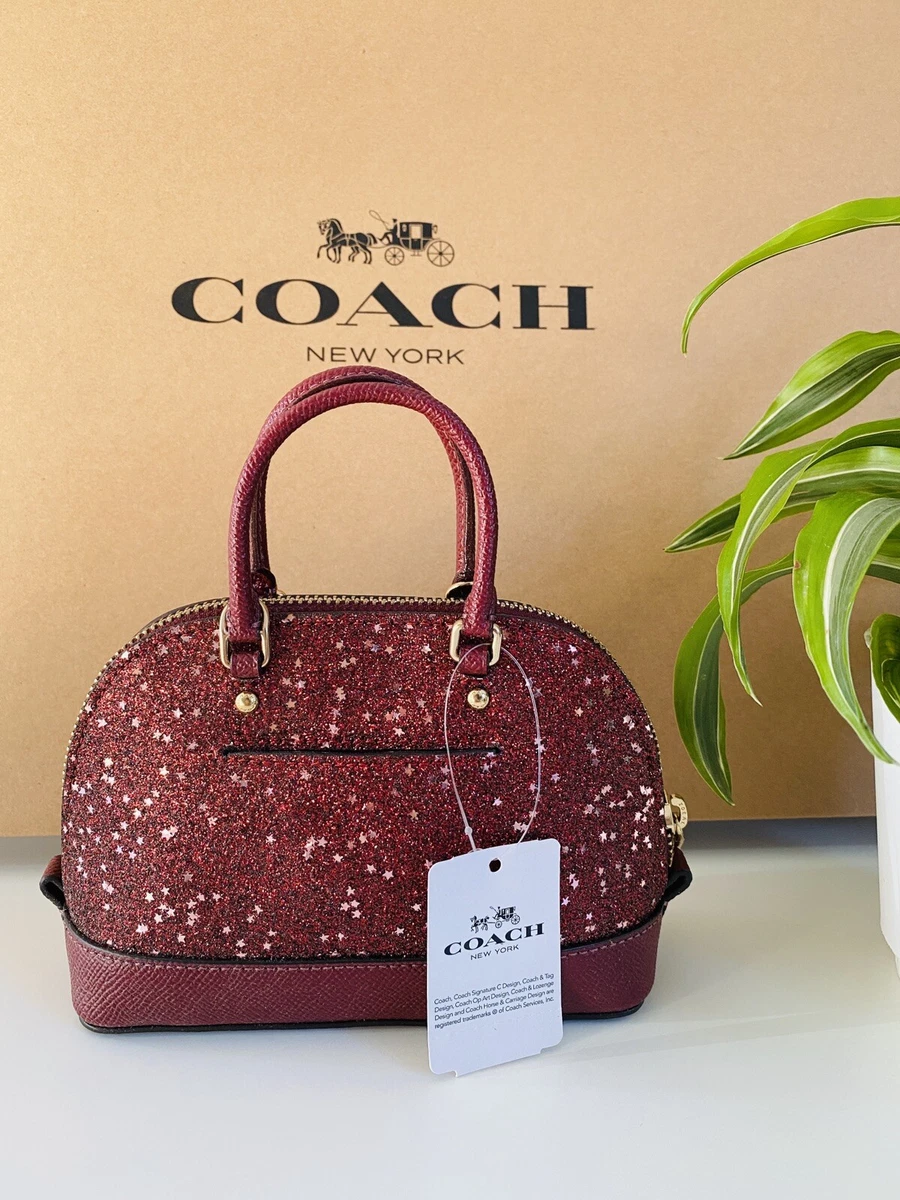 Nwt Coach Signature Mini Sierra Cherry Brown Black True Red & Wallet