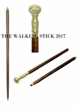 Vintage Style Nautical Brass Handle Designer Canes Antique Wooden Walking Stick