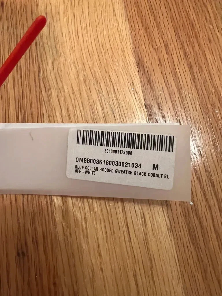 OFF WHITE Felpa con cappuccio Off White "Blue Collar" taglia S