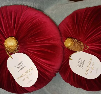 Pumpkin Shaped Velvet Plush Luxury Large Throw Pillows Threshold. Set Of 2.  $40