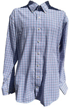 Peter Millar Crown Crafted Mens Shirt Button Down Plaid Long Sleeve Polyester XL