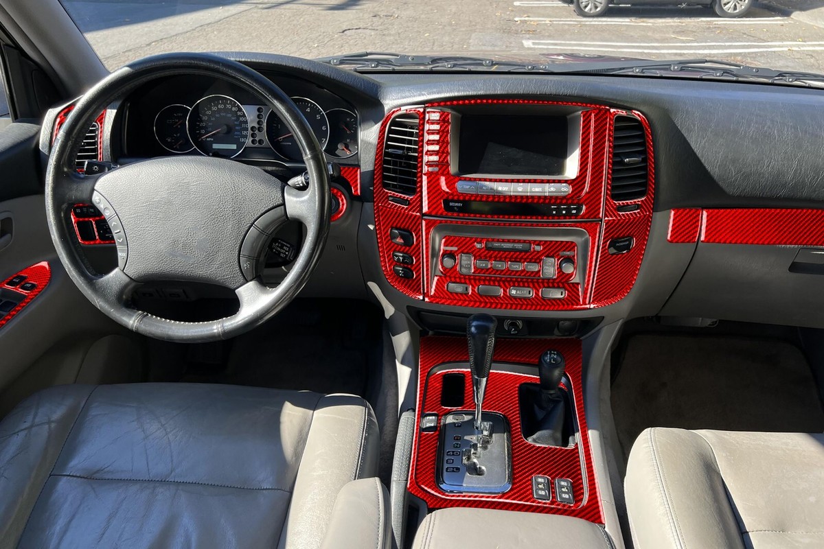 36Pcs Red Carbon Fiber Interior Trim Kit For Land Cruiser For