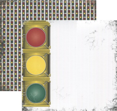 1 sheet Scrapbook Paper ROAD SIGNS-READY, SET, GO! Reminisce RSI-009 DS