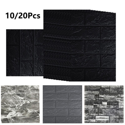 10/20 Pcs 3D Tile Brick Wall Sticker Self-adhesive Waterproof PE Foam Panel