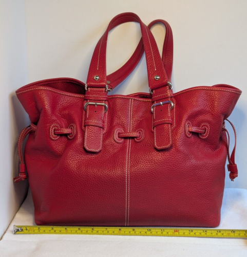 Dooney & Bourke Chiara große Schultertasche Pebbled Leder rot Kordelzug - Bild 5 von 22
