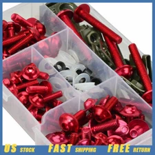 Red Motorcycle Fairing Kit Bolt Body Screw Set Accessories Replace Aluminium USA
