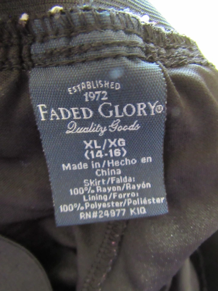 Faded Glory Skort Size XL 14 16 Girls Black White Stars Elastic Waist - Image 2 of 4