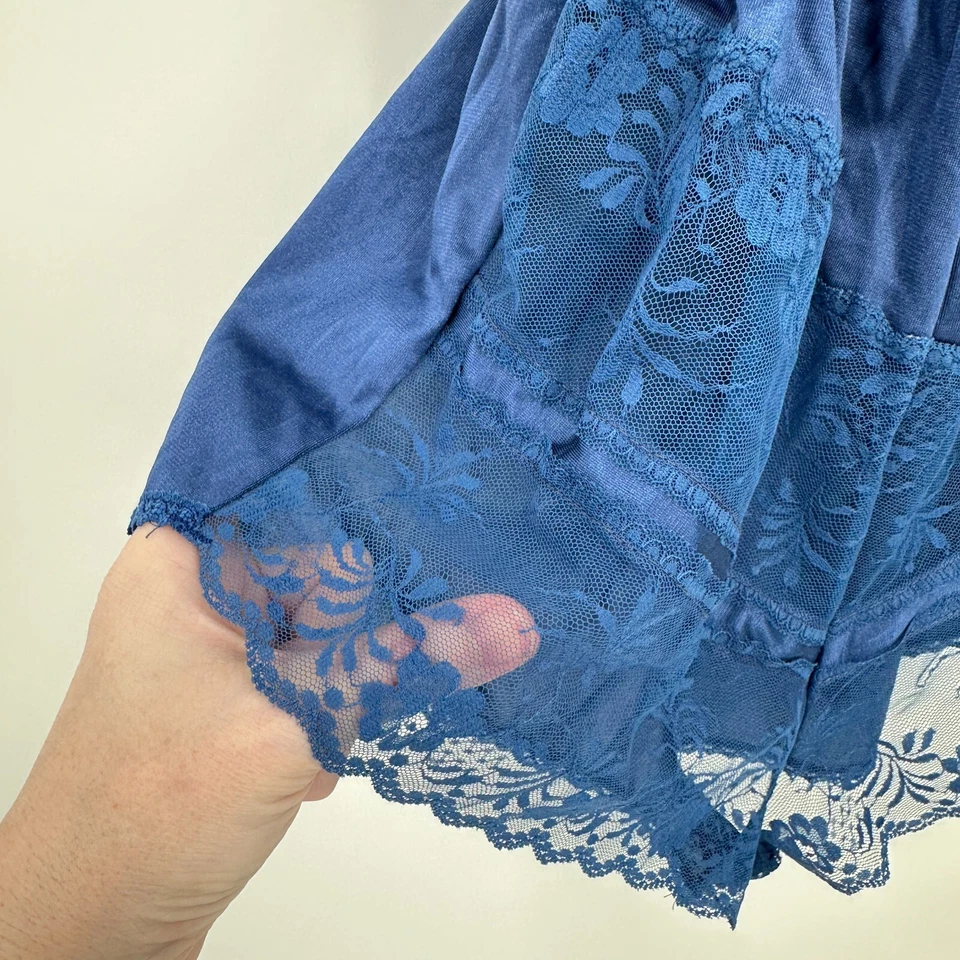 Mameluco Texsheen vintage para mujer S azul floral encaje peluche lencería de una pieza Foto 4 de 4