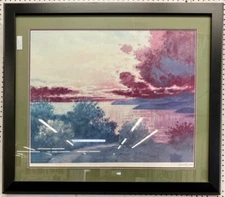 LITTORIO DEL SIGNORE "NUAGES" SERIOLITHOGRAPH IN COLOR * COA * FRAMED *APPRAISAL