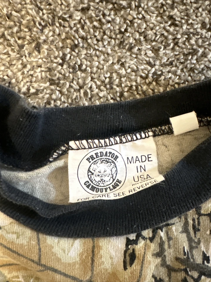 VTG Predator Camo Mens Large Crop Long Sleeve Crewneck Hunting T Shirt USA Made - Image 2 of 4