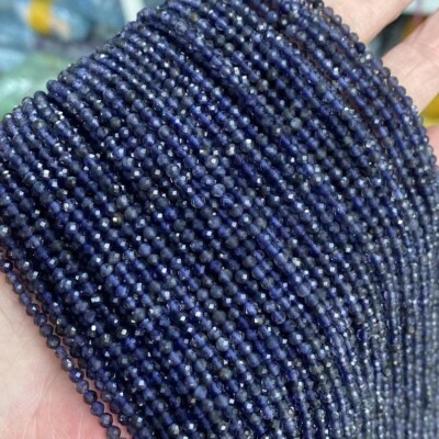Zarte 2-3 MM Iolith Facettierte Runde Edelstein Perlen 12 Zoll Strang Zum Bas...