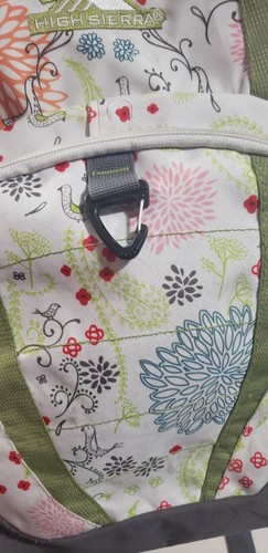High Sierra Suspension Strap Backpack White with Birds Green Orange Pink Flowers - Picture 6 of 19