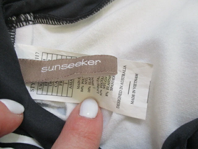 Top de Bikini SUNSEEKER Negro Blanco Desnudo Tirantes Corbata Espalda Talla 10 Usado en Excelente Condición Foto 4 de 4