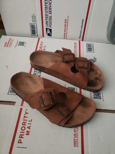 Men's Nautica Brown Triun Sandals Slip On Double Buckle Size 8 T4#334