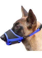Dog Muzzle Soft Nylon Anti Bite  Bark Breathable Adjustable XXL Blue Pet