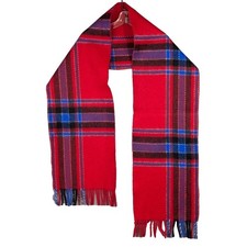 Unisex Scarf Winter Red Tartan Plaid Wool Blend Winter 40" Long Made in Scotland