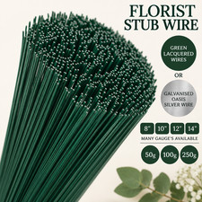 Green Florist Stub Wire 8" 10" 12" 14" Floral Stem Craft Floristry Various Gauge