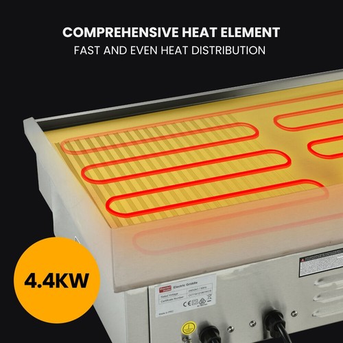 THERMOMATE Commercial Electric Griddle 4400W 73x40cm Half Ribbed Surface - Picture 5 of 12