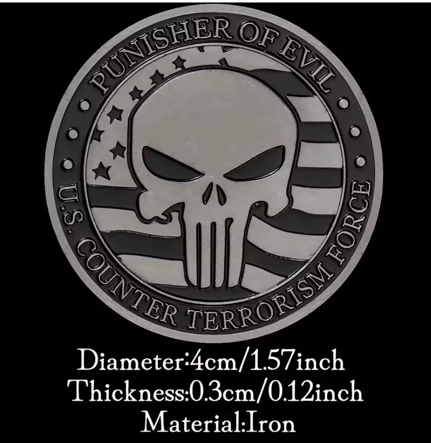 PUNISHER Police TERRORISM Collector Challenge COIN Gedenk Münze Badge Abzeichen