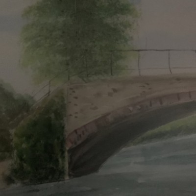 Original Aquarell Gemälde ''Brücke''