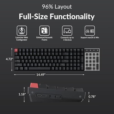 KEYCHRON K4 96% LAYOUT QMK MECHANICAL KEYBOARD SUPER BROWN SWITCH - BLACK