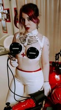 Cathouse clothing Latex Klinik Set Weiß/Rot ...