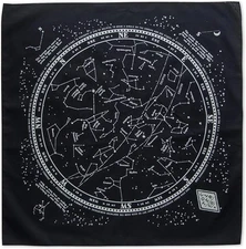 Glow In The Dark Stargazer Bandana - 100% Cotton Black with Star... 