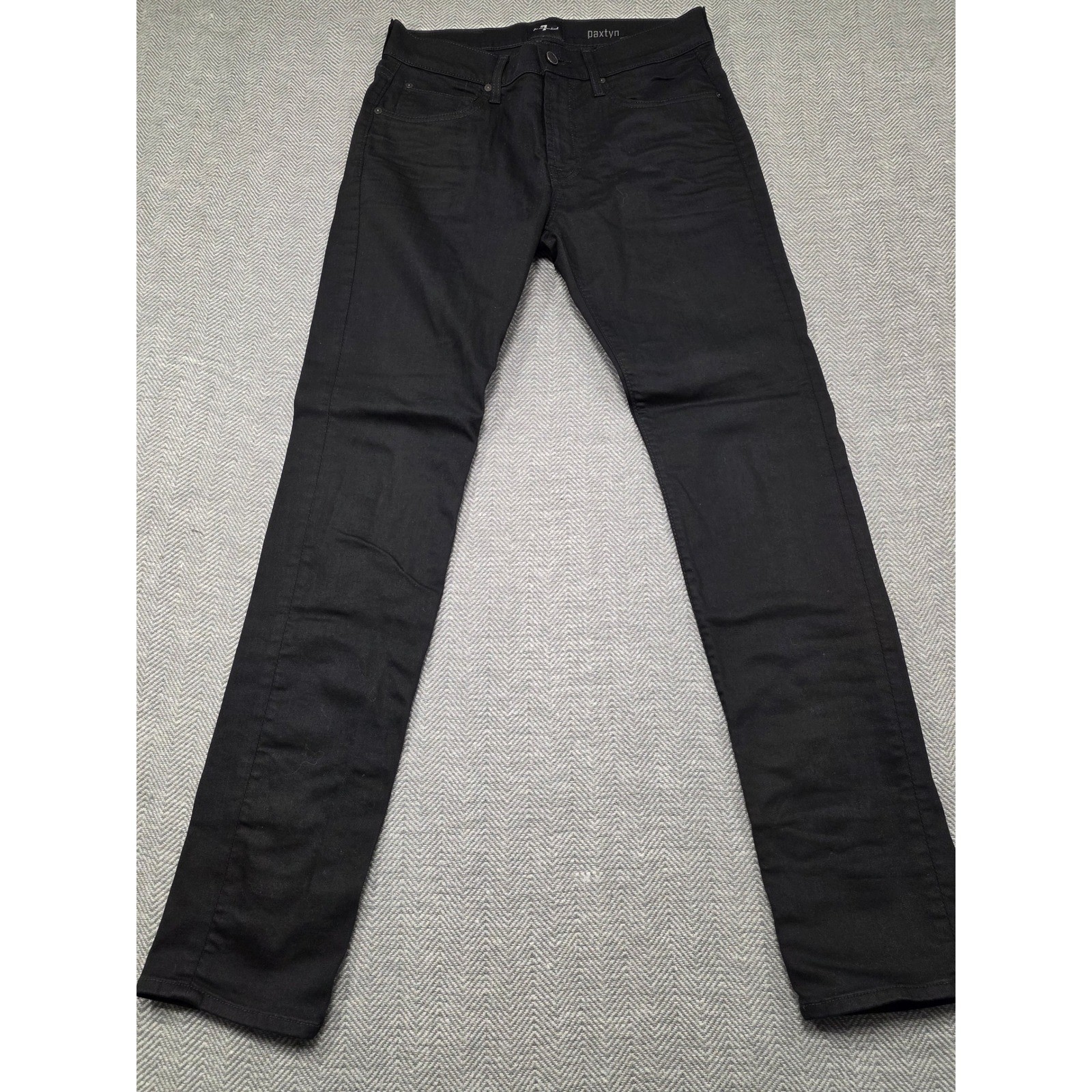 7 For All Mankind Paxtyn Mens Skinny Jeans Black Size 32 Made in USA
