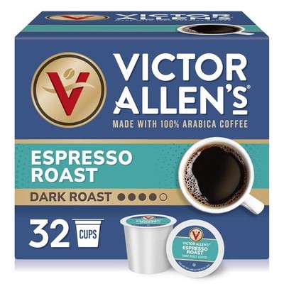 Victor Allen's Coffee, Espresso Roast Coffee, 32 Count, Single Serve Coffee Pods
