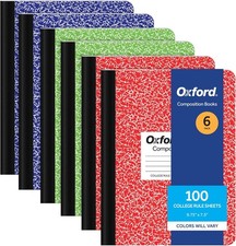 Composition Notebook 6 Pack, College Ruled Paper, 9-3/4 x 7-1/2 Inches, 100 S...