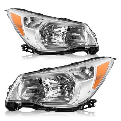 Fit 2014-2016 Subaru Forester Halogen Chrome Headlights Headlamps Left+Right Set