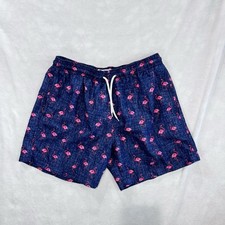 Trunks Surf Swim Shorts Mens Large, Pockets, blue Flamingo/liner Quick Dry