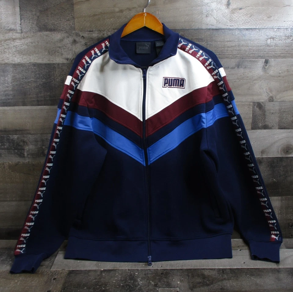 Chaqueta Puma by Rihanna Mujer Mediana Azul Marino Blanco Colorblock Pista Cremallera Completa Logo Foto 2 de 4