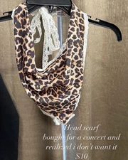 Leopard Print Women's Head Scarf Silk Satin for Hair Wrapping