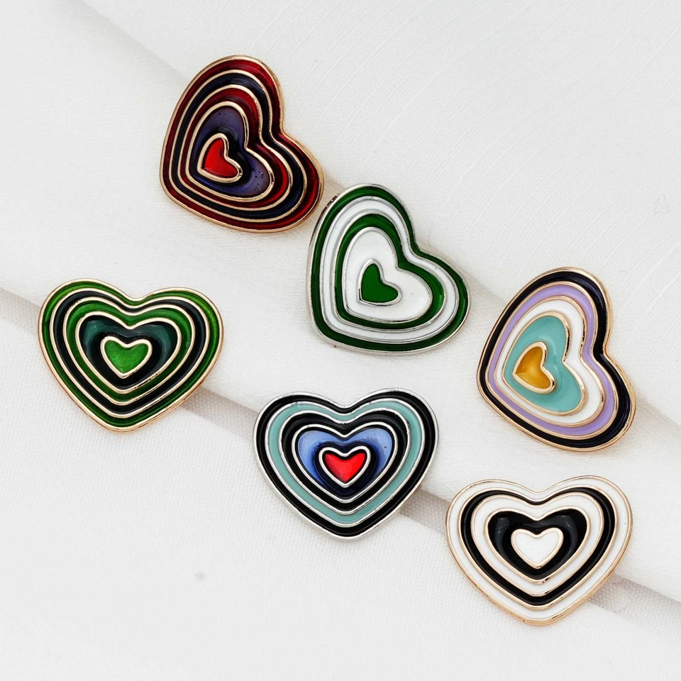 5pcs Layered Heart Buttons Enamel for Clothing DIY Sewing Scrapbooking 18/23mm - Image 3 of 4