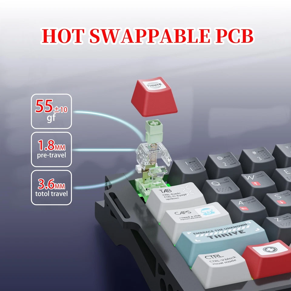 Kutethy KY67 Wireless Mechanical Gaming Keyboard, 65% Layout RGB Custom Keybo... - Image 4 of 4