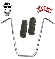 Original Lowrider 24" 22.2 D Handlebar Chrome Custom 120mm Grips Solid/Black