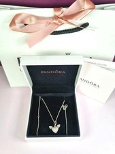 Pandora Pave Heart & Angel Wings Necklace, Great Con With Pandora Gift Packaging