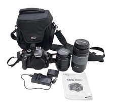 Canon 1100D DSLR Camera with 18-55mm Lens & 75-300mm Lens + Charger, manual, bag