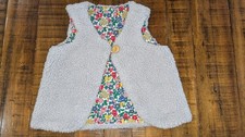 Mini Boden Reversible Faux Fur Gray Sherpa Vest Size 3-4yrs