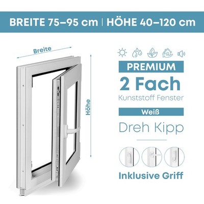 Kellerfenster Kunststofffenster Fenster Weiß 2 Glas Dreh Kipp DIN Rechts Links