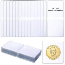 200 Pack 2 x 2 Inch Double-Pocket-Coin-Flips - Coin Pocket Holders, Unplastic