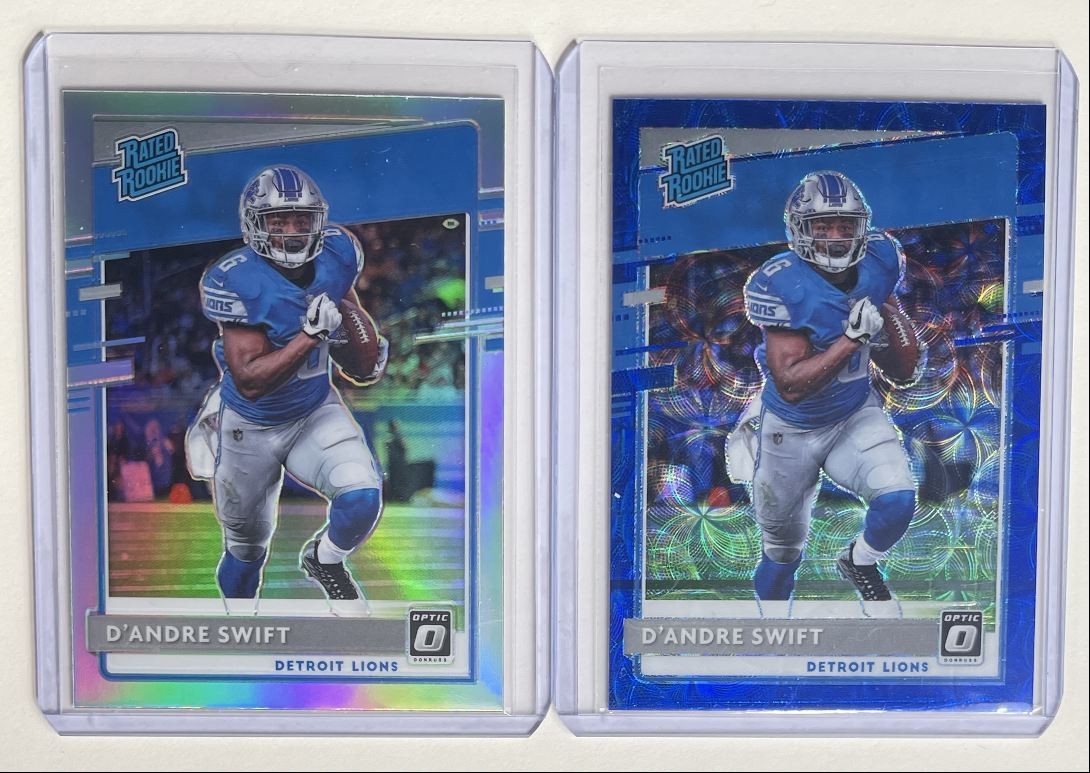 [2] D'ANDRE SWIFT 2020 DONRUSS OPTIC RATED ROOKIE HOLO BLUE SCOPE RC Q3178