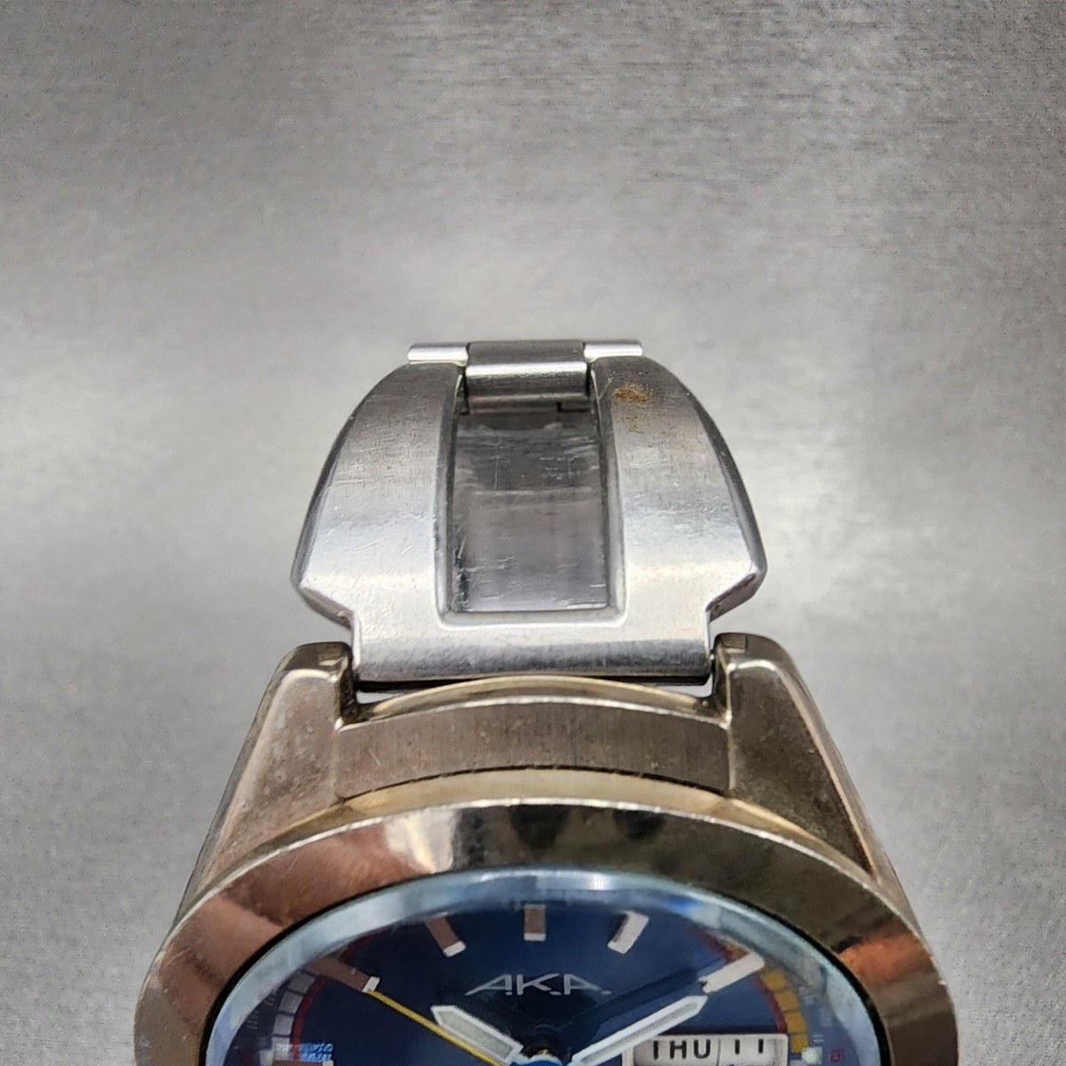 【J】SEIKO AKA 腕時計 Seiko Alba AKA Watch Men 42mm Blue Dial Silver Tone Daydate V743