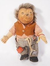 Alter großer Steiff Mecki Igel Figur mit Knopf und Restfahne ca. 23 cm
