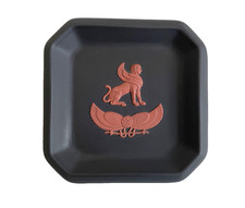 Vintage Wedgwod Sphinx Small Black Plate Egyptian Revival Matte Black